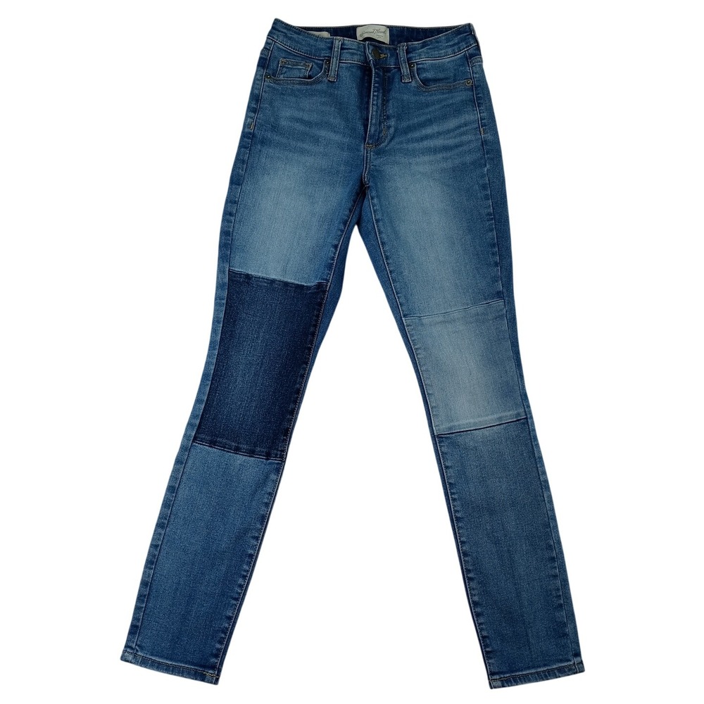 Universal Thread High Rise Skinny Jeans Patchwork Blue Denim Juniors Size 0 26R